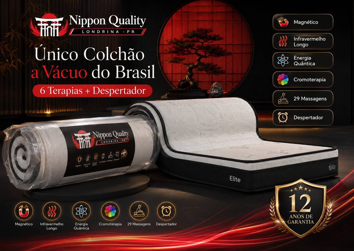 Único colchão a vácuo do Brasil com 6 terapias — Nippon Quality